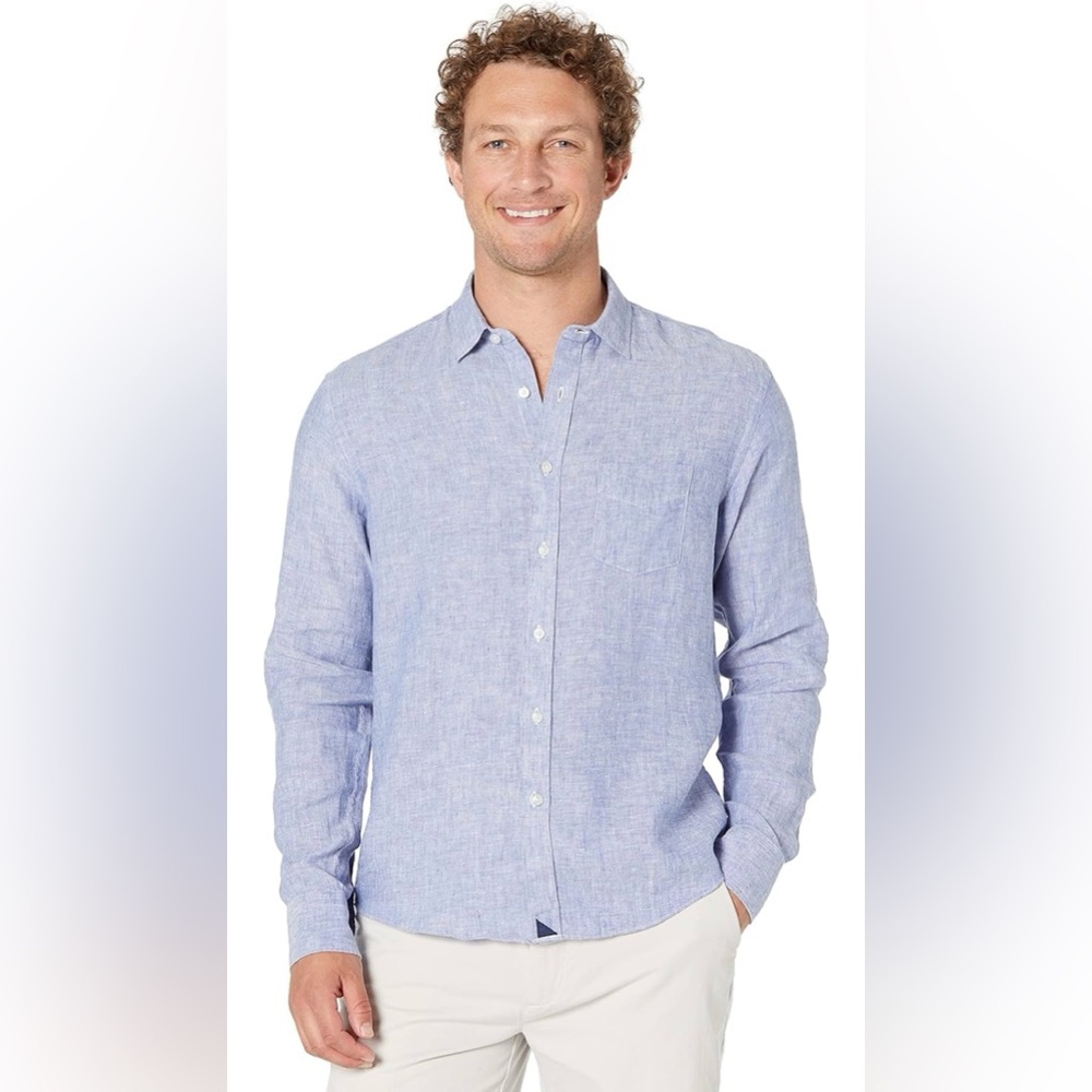UNTUCKit Men’s Wrinkle-Resistant Linen Vin Santo Shirt Blue Sz. XXL